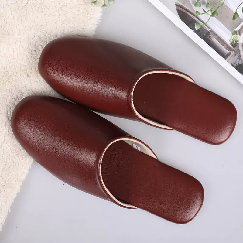 春秋小羊皮室内居家男女拖鞋办公室日式地板拖情侣纯色皮拖鞋居家