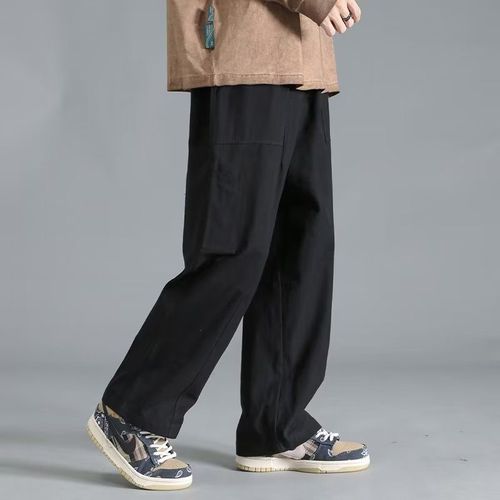 Japanese workwear pants for men, summer thin loose straight-leg trendy brand pants for boys, summer casual long pants