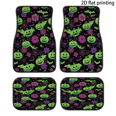 Cross-Border Hot-Selling Halloween Dirt-Resistant Car Floor Mats, Dust-Removing and Mud-Scraping Wire Loop Mats, Thickened and Non-Slip, Can Be Cut and Sold Wholesale (Avtomobil döşəmə paspasları) - ws-car-floor-mat-zx01-6050-self-cut-1-piece-of-silk-circle-for-the-front-foot