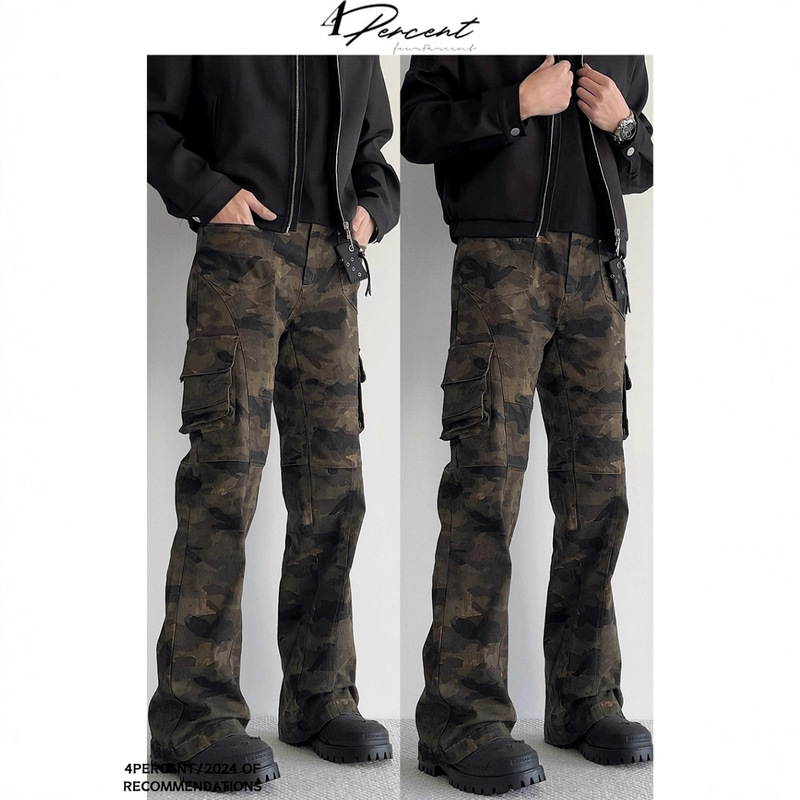 Foreign Trade American Retro Camouflage Multi-Pocket Jeans for Men, Spring and Autumn Hip-Hop Straight Slim Fit Flared Cargo Pants Foreign Trade American Retro Camouflage Multi-Pocket Jeans for Men, Spring and Autumn Hip-Hop Straight Slim Fit Flared Cargo Pants