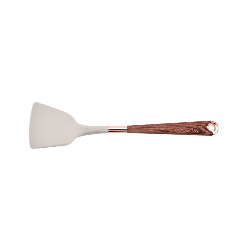 Nuevo conjunto de cocina de silicona transfronteriza 11 piezas de mango de madera chapado en oro no pegajoso de silicona 10 piezas en stock