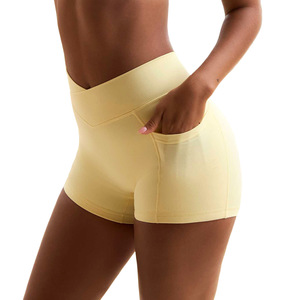 AYM038514 High-Waist Butt-Lifting Quick Dry Yoga Shorts with Side Pockets Aoyema wholesale