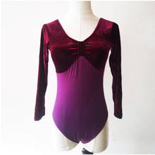 儿童舞蹈服练功服金丝绒棉长袖连体服女童芭蕾服服装体操服