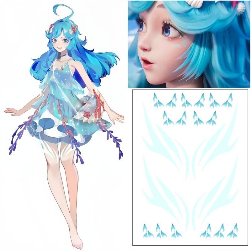 King of Glory Mermaid Doria Big Leg Tattoo Sticks Corner of Eye Face Sticks COS Comic-Con Photo Waterproof and Lasting King of Glory Mermaid Doria Big Leg Tattoo Sticks Corner of Eye Face Sticks COS Comic-Con Photo Waterproof and Lasting