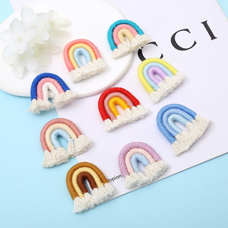 Factory rainbow shape hand-woven tassel bag pendant accessories handmade DIY keychain accessories in stock Factory rainbow shape hand-woven tassel bag pendant accessories handmade DIY keychain accessories in stock
