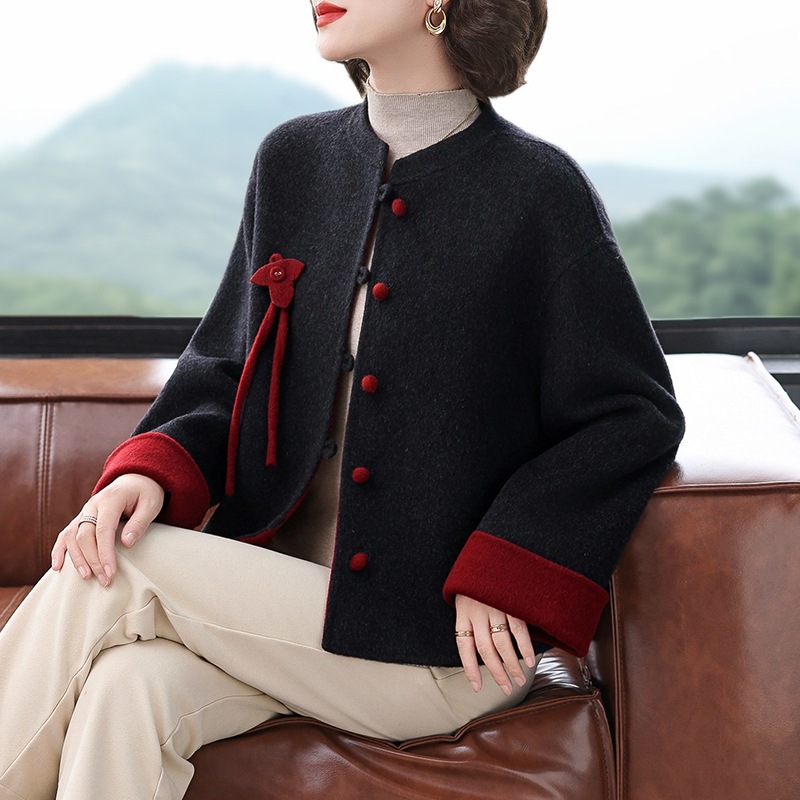 New Chinese Style Double-Sided Woolen Outwear for Women 2025 Autumn and Winter New Style Elegant Small Woolen Outwear