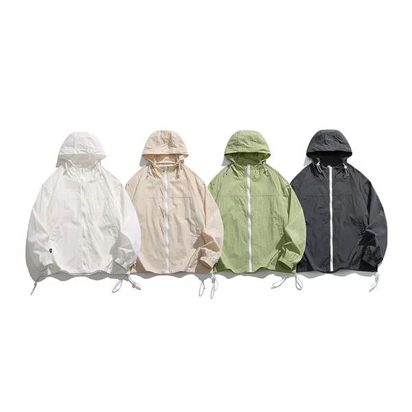 Trendy Brand Summer Ultra-Thin Ice Silk Loose-Fitting Solid Color Hooded Sun Protection Jacket (Bare Price Version)-2802