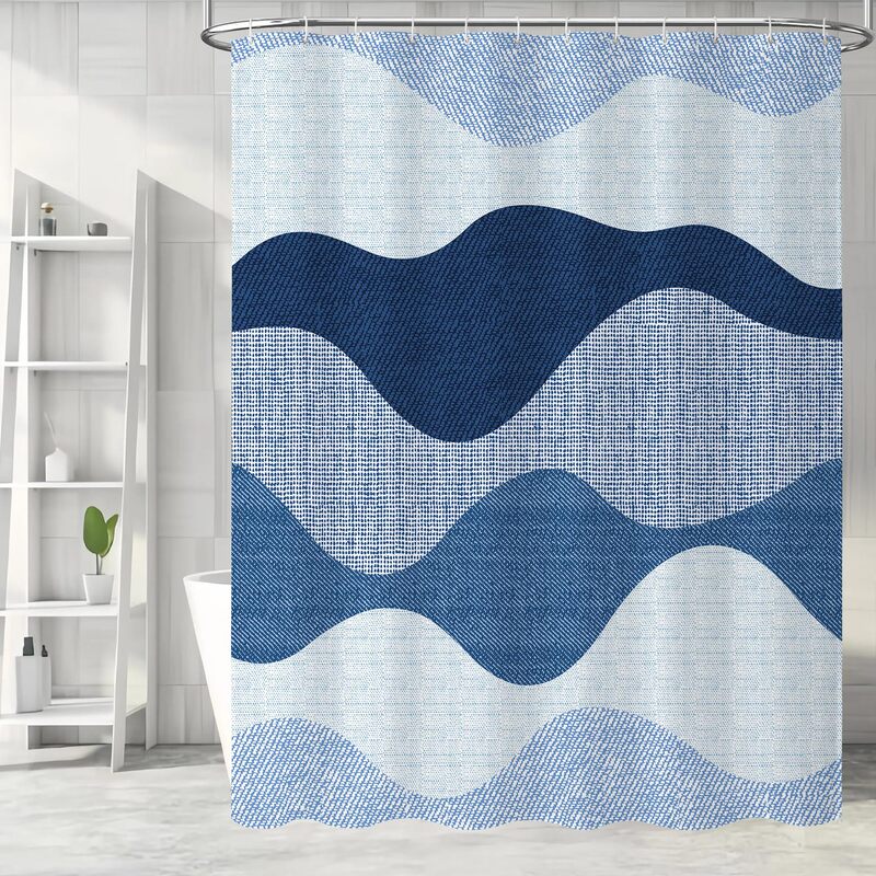 Abstract Navy Shower Curtain Modern Bathroom Dark Shower Curtain Minimalist Geometric Stripes Wave Bath Curtain Set with Hooks Abstract Navy Shower Curtain Modern Bathroom Dark Shower Curtain Minimalist Geometric Stripes Wave Bath Curtain Set with Hooks