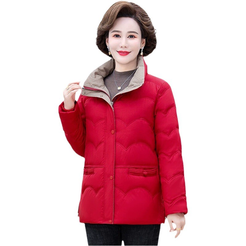 Зимний пуховик для матери, модный короткий 2023, новый женский пуховик в западном стиле для среднего возраста и пожилых людей, миниатюрное осенне-зимнее пальто, благородное