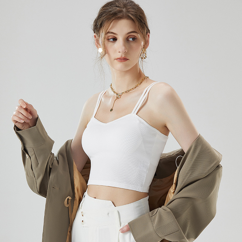 Summer sexy base cotton top with cups