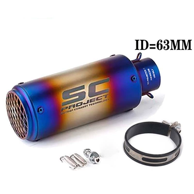 Motorcycle exhaust pipe, Motorcycle modified street - 63mm-round-mouth-with-mesh-half-blue