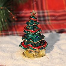 跨境珐琅首饰盒圣诞树小摆件节日礼物创意家居金属手工艺品批发