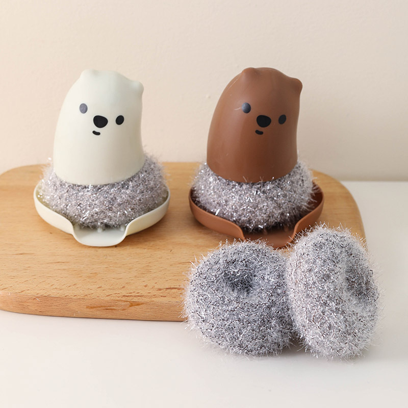 Acrílico de seda de mano reemplazable olla cepillo de lavado fregadero de la cocina lavabo olla tazón de limpieza de alambre de acero bola cepillo al por mayor