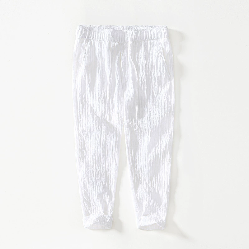 L8243 Японские прямые повседневные брюки в темную полоску с эластичной талией на шнурке свободные брюки поколение волос