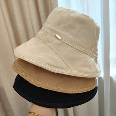 New Japanese-style fisherman's hat with front large and back small, women's spring sunshade fabric hat, solid color cotton linen versatile tri-color sun hat