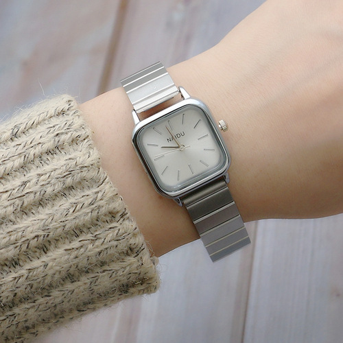 Literary square mesh belt quartz watch stainless steel belt fashionable girls watch forest square watch ladies watch