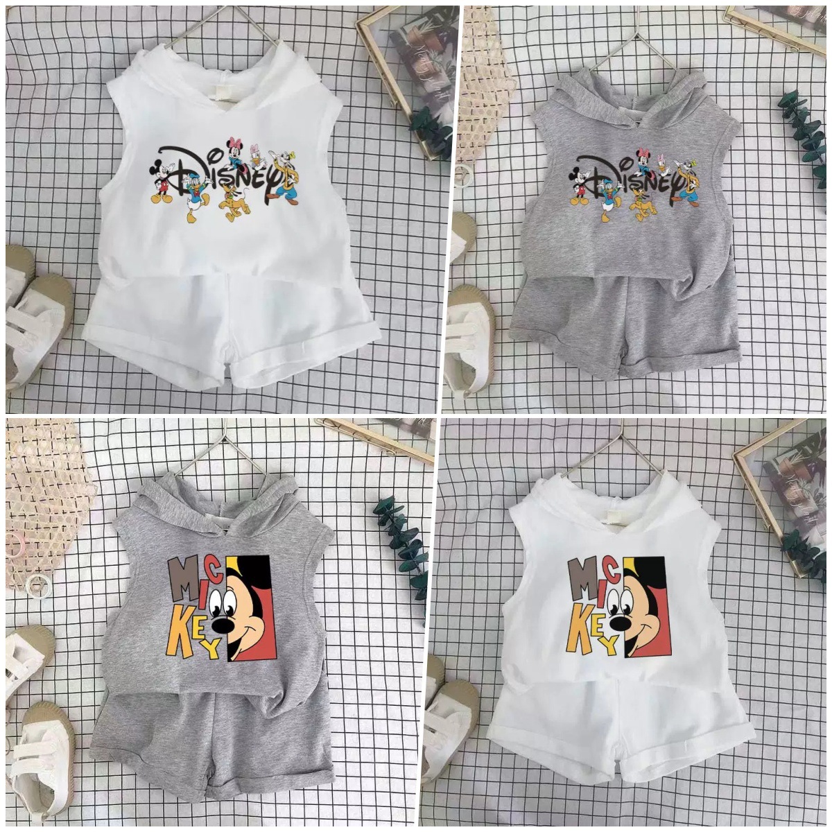 Children's Vest Hooded suit Summer New Shorts Boys and Girls Suit Baby Small and Medium-sized Children's Fashionable Two-piece Set