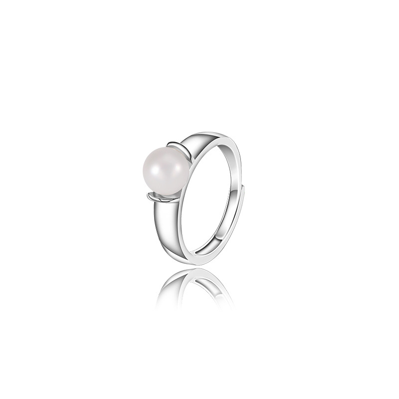 S925 plata esterlina anillo de perlas de agua dulce de las mujeres Luz de lujo moda nicho diseño sentido Otoño e Invierno anillo ajustable dedo índice pulsera