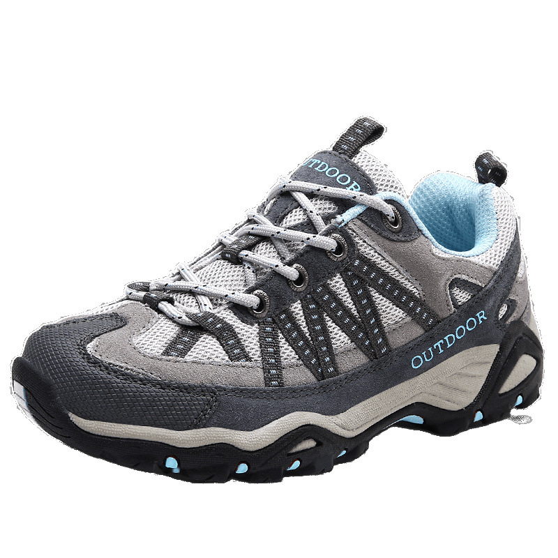 Transfronterizos otoño invierno zapatos de cuero al aire libre hombre malla transpirable antideslizante pareja zapatos de montaña zapatos de montaña al por mayor