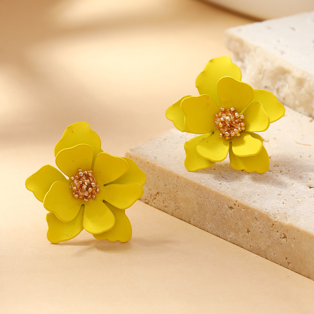 9g Weight Steel needle Ear Needle Material Ear Studs Classification 1 Pair Quantity Holiday, Daily Occasion Alloy Material Flower Pattern Women's Gender Sweet, Simple Style Style 1 Pair Sweet Simple Style Flower Alloy Ear Studs 7