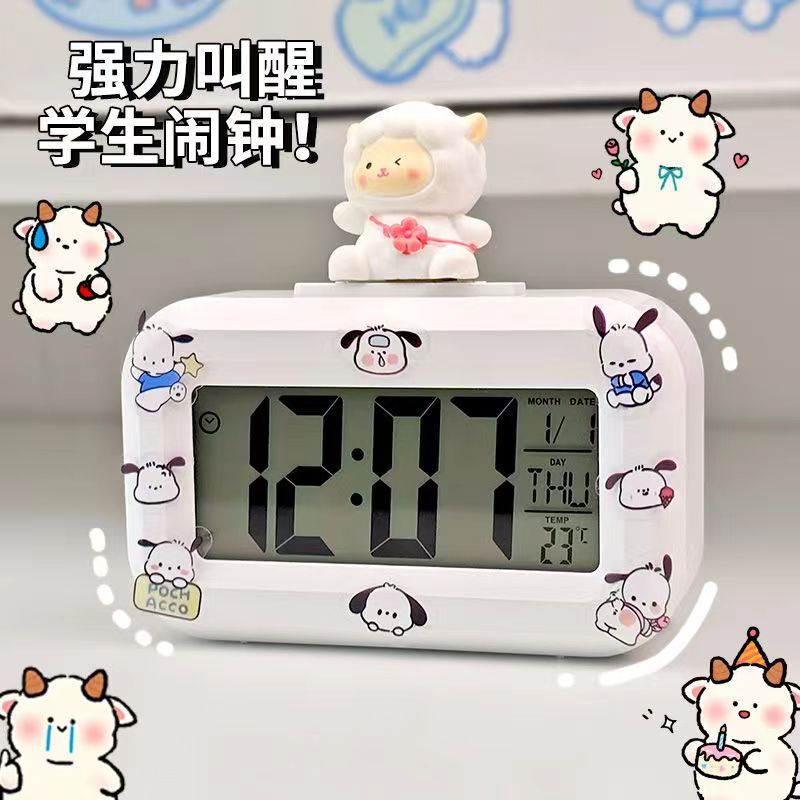 木の魚カピバラカ通DIY創意目覚まし時計学習専用高颜値デジタル時計ミニ電子時計|undefined