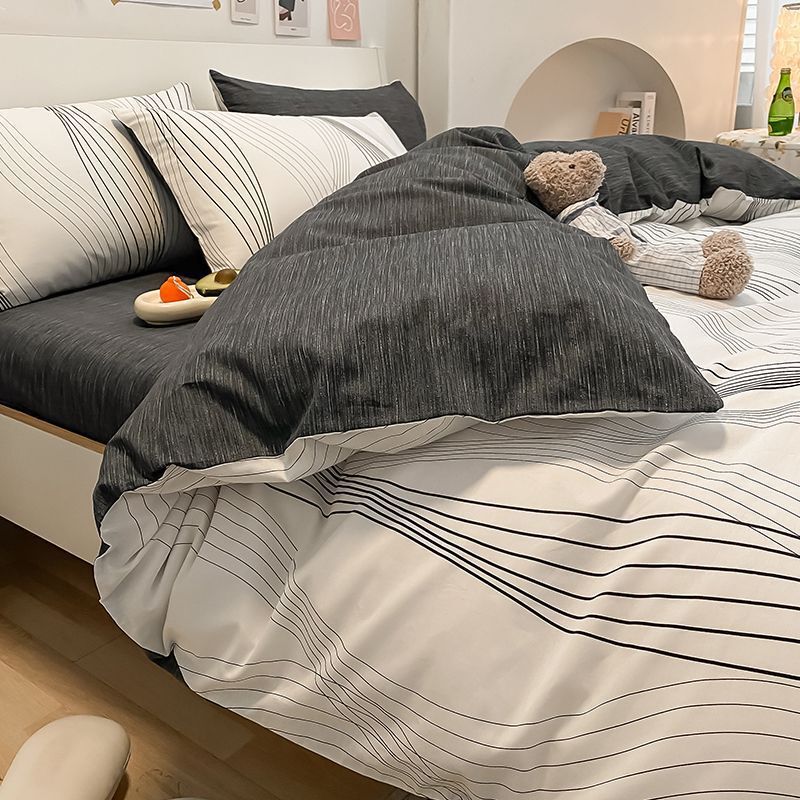 ins 和風レトロブラウンキルトカバー寝具4点セット無地シンプルキルトシーツ寮3点セット|undefined