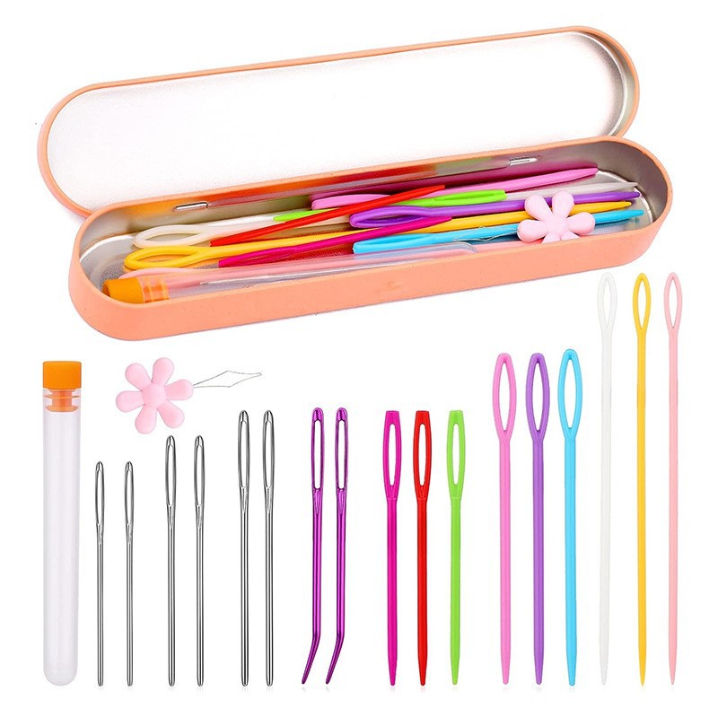 Aluminio grande-ojo curvado aguja mano costura aguja zurdo aguja de ojo grande aguja de coser aguja lana tejer herramienta
