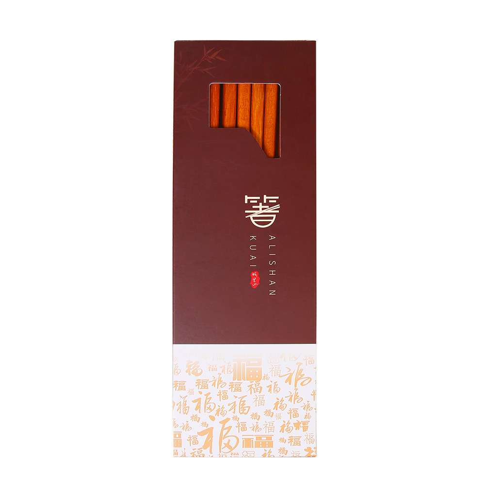 Palillos de madera de ala de pollo al por mayor 25cm para el hogar Palillos de madera maciza 10 pares en caja sin pintura, sin cera, antideslizante, LOGOTIPO tallado