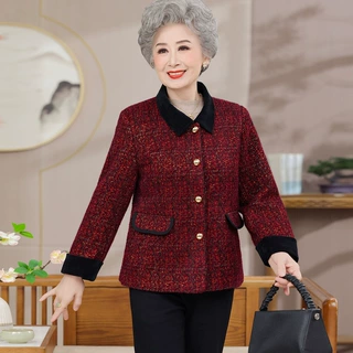 洋气奶奶春秋外套2025新款老人老太太衣服中老年人妈妈春秋季上衣
