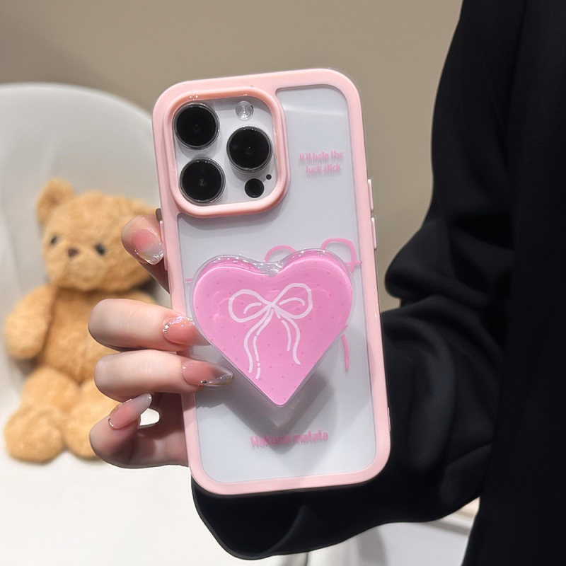 ins风爱心蝴蝶结支架适用苹果16PRO手机壳亚克力透明iPhone14/15|undefined