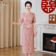 高端喜妈妈婚礼喜服订婚礼服新款年轻丈母娘喜婆婆婚宴装连衣裙