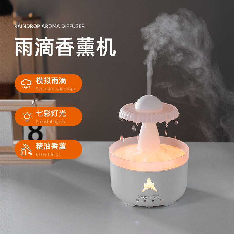 Humidificador de llama de simulación explosiva, máquina de aromaterapia de gotas de lluvia, atomizador de pulverización volcánica inteligente de gran capacidad para el hogar al por mayor
