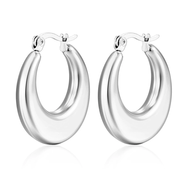 Flat-flat hollow earrings steel color MS-159