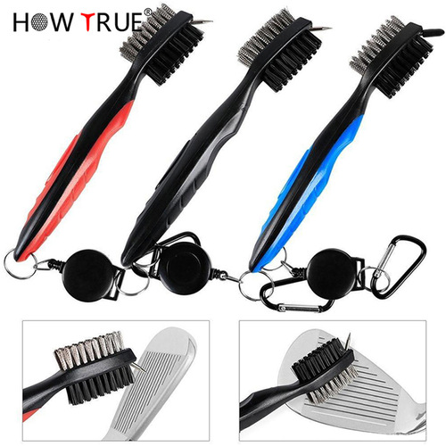 Cross-border wholesale new golf cleaning brush manufacturer double-sided brush multi-functional groove cleaning brush golf accessories