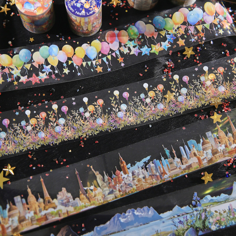 Papel Sr. un solo rollo de cinta collage serie de arte globo tema DIY decoración material adhesivo cinta adhesiva