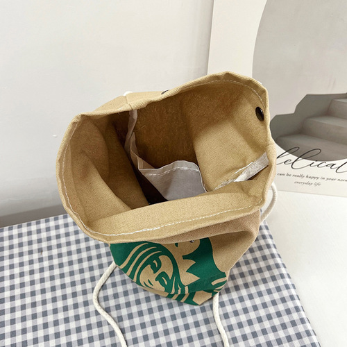 Fashion canvas bag for women McDonald's cross-body bag niche design shoulder bag printed bucket bag casual wholesale