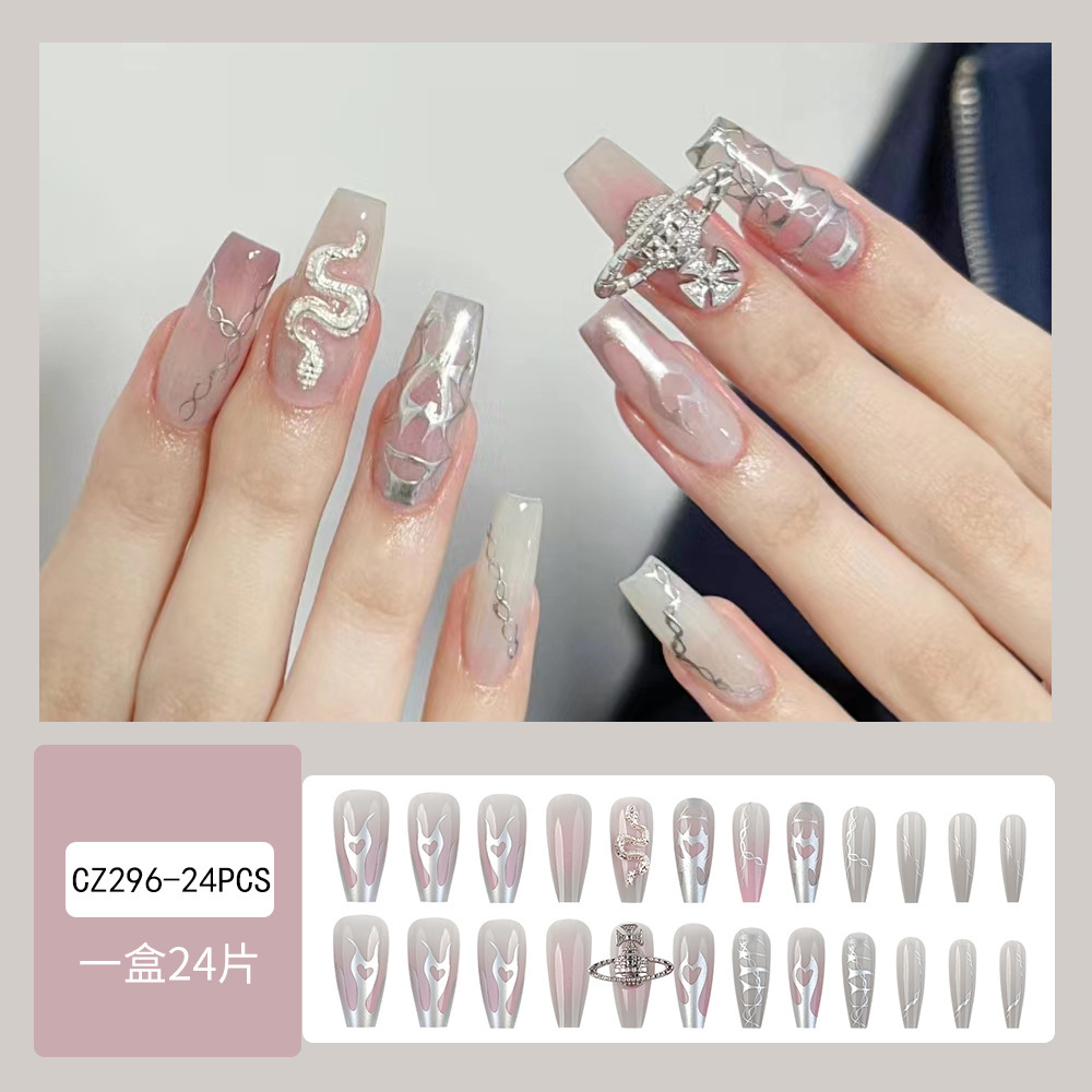 Venta caliente en Europa y América, parche de uñas dulce y fresco con incrustaciones de diamantes, uñas postizas de comercio exterior desmontables, piezas de uñas de uso transfronterizo terminadas image 68
