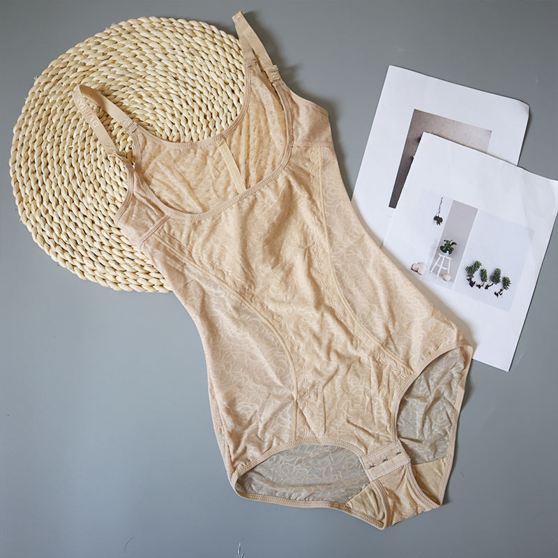 三角塑身连体衣排扣吊带薄款提花收腹塑身托胸提臀束腰