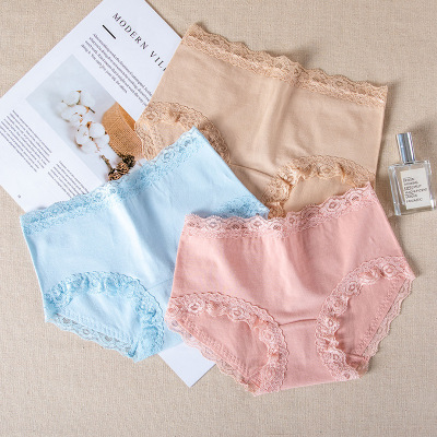 新品女士內褲低腰蕾絲無痕大碼純棉底檔簡約三角褲女