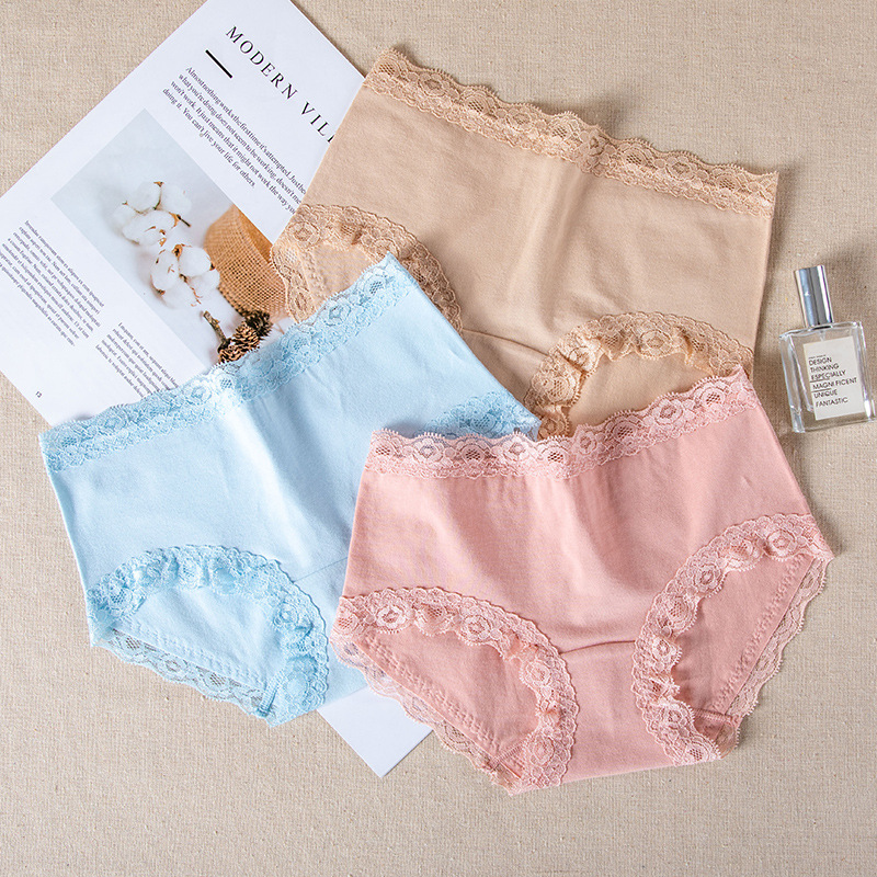 新品女士內褲低腰蕾絲無痕大碼純棉底檔簡約三角褲女