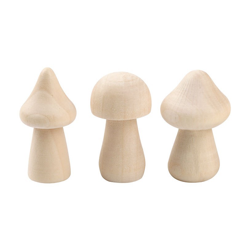 Creative Wood DIY Painted Early Childhood Educational Toys Set Solid Wood Small Mushroom Decoration Wooden Craftwork Wholesale