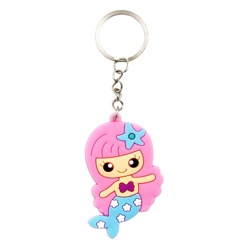 Cross-border cute cartoon mermaid key chain PVC soft glue key chain accessories car luggage pendant small gift