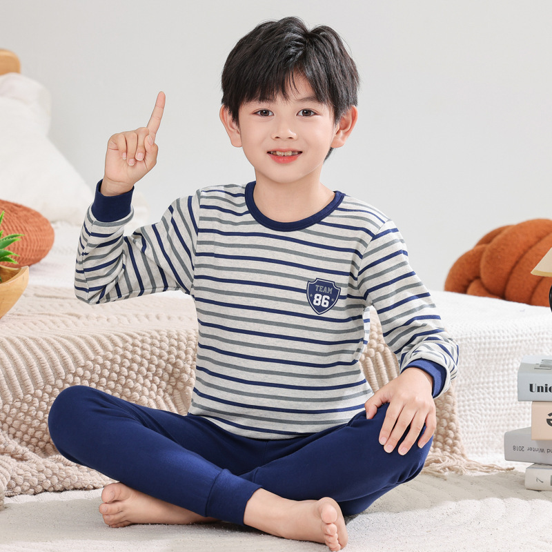 儿童秋衣秋裤纯棉男童打底棉毛衫中小童衬衣线裤女童保暖内衣套装|undefined