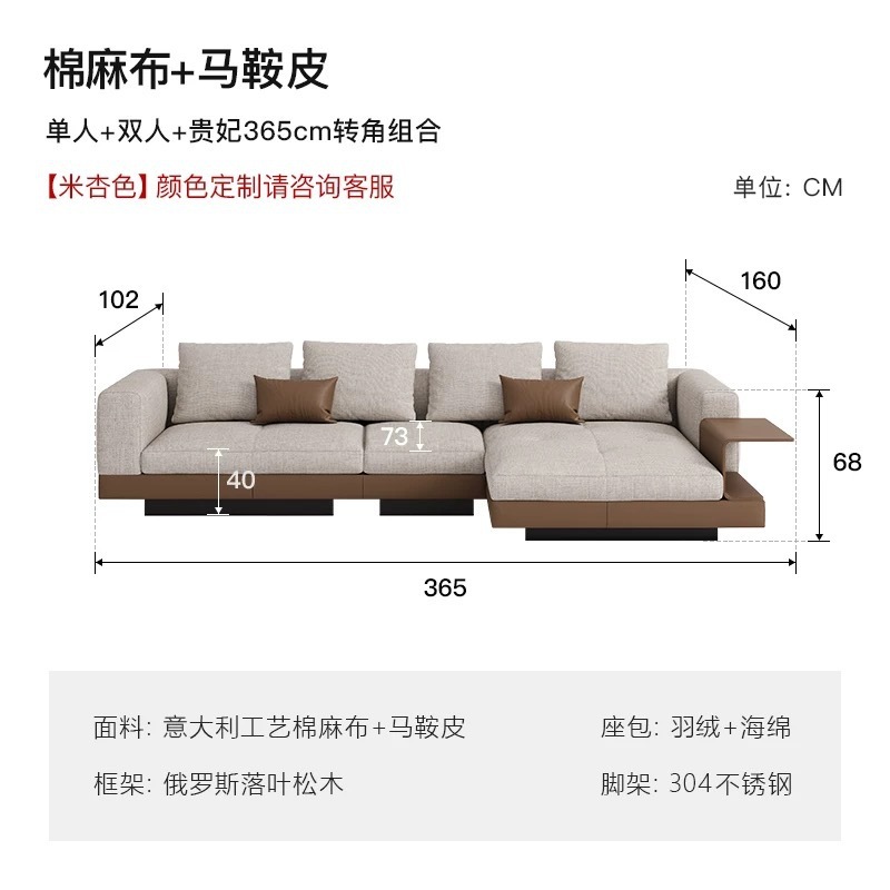 康纳利棉麻布艺沙发意式现代高端简约别墅客厅转角大沙发|undefined