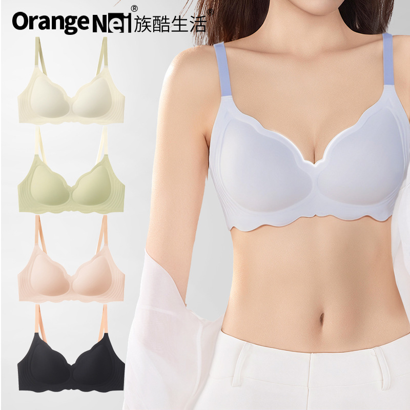 Zuku Life Orange Zodiac Year Red Bra Set 3D Jelly Soft Support Lifting Gathering Seamless Underwear for Women