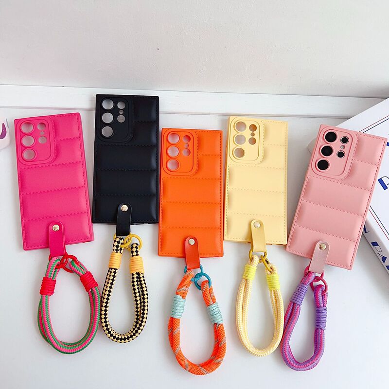 Simple Solid Color Suitable for Samsung S26 Mobile Phone Case S25U down Feather Hand Strap Note20 Full Protective Cover A55/A17 Simple Solid Color Suitable for Samsung S26 Mobile Phone Case S25U down Feather Hand Strap Note20 Full Protective Cover A55/A17