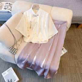 2026夏季新款女装刺绣七分袖立领复古文艺衬衫上衣