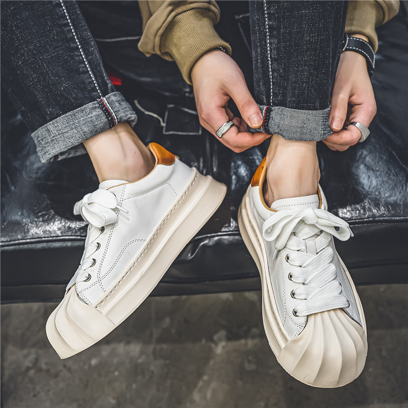 Férfi vászoncipő, alacsony szárú, nyári, új, niche, alacsony szárú, nyomtatott kartoncipő, vastag talpú férfi sport- és hétköznapi divatcipő_voghion.com