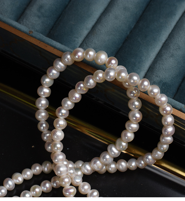 Fashion Solid Color Natural Freshwater Pearl Beaded Necklace 1 Piece