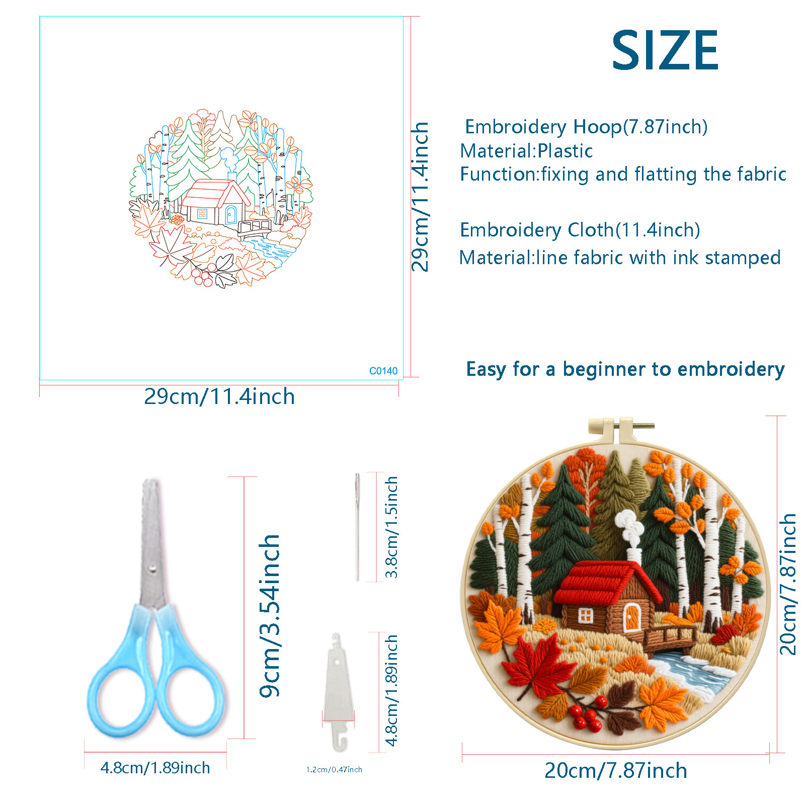 2025 nuevos productos transfronterizos paquetes de materiales de bordado diy秋林 cabina principiantes set de bordado decoración de paisaje de otoño